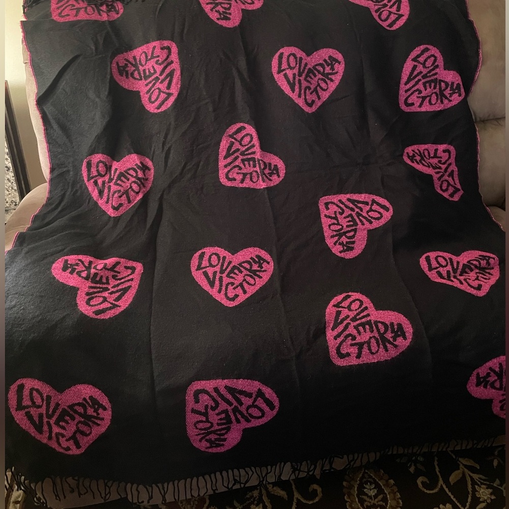 Victoria’s Secret Heart Fringe Blanket
